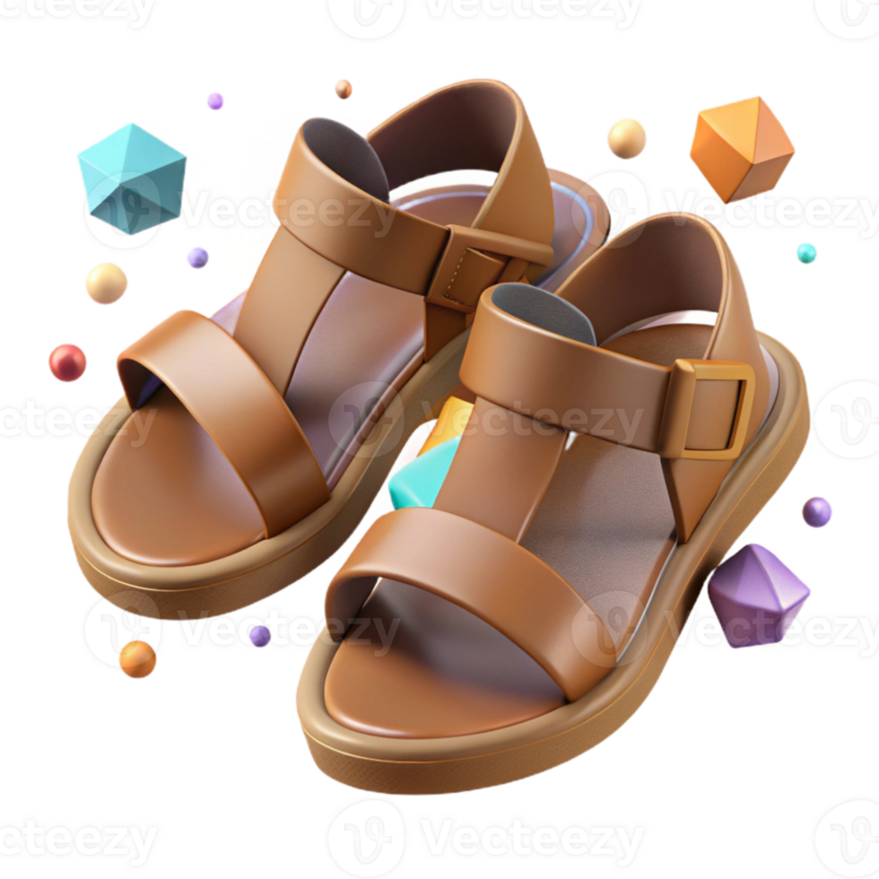 magnificent traditional Pair of Sandals Brown Leather Straps Isolated Cutout original png