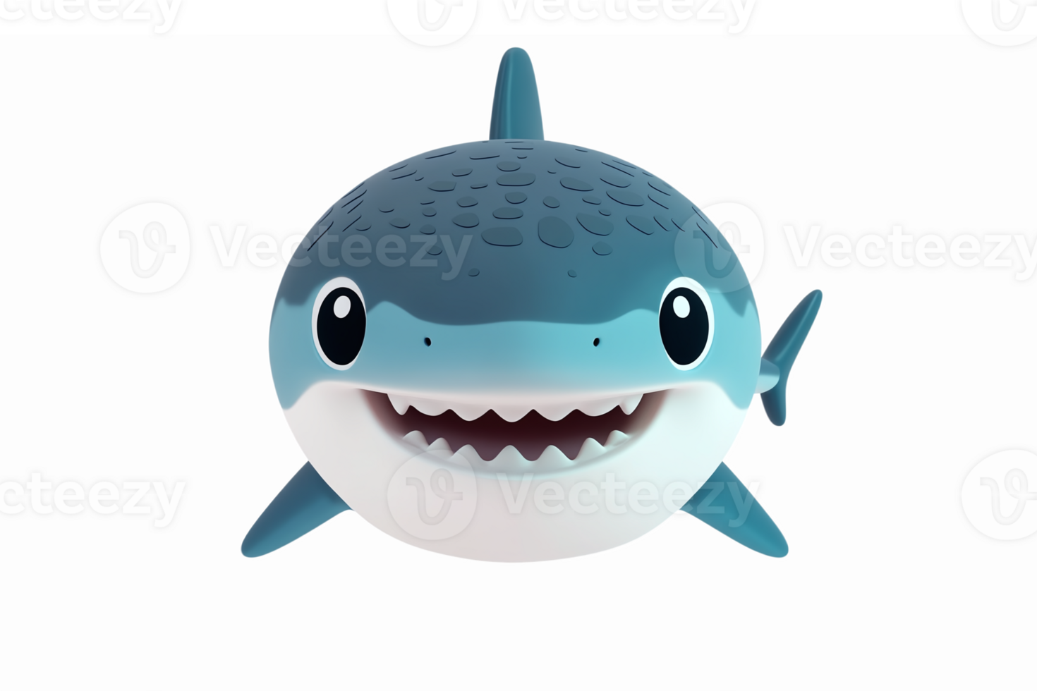 Cute Cartoon Shark Character with Big Smile and Bright Colors for Childrens Designs png