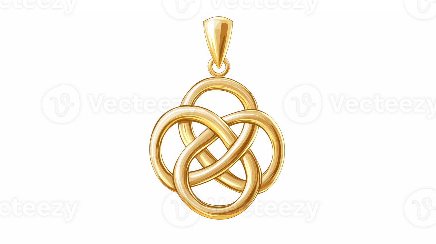 Golden Infinity Knot Pendant Design with Elegant Curves and Detailed Tangles for Jewelry Showcase png