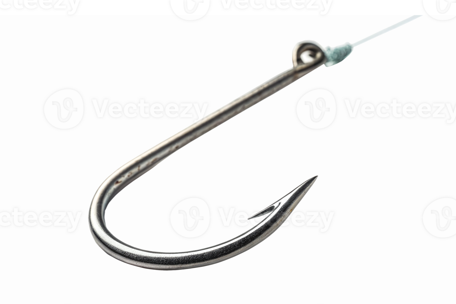 Realistic Fishing Hook with Line Detailed Metallic Design for Angling and Outdoor Recreation png