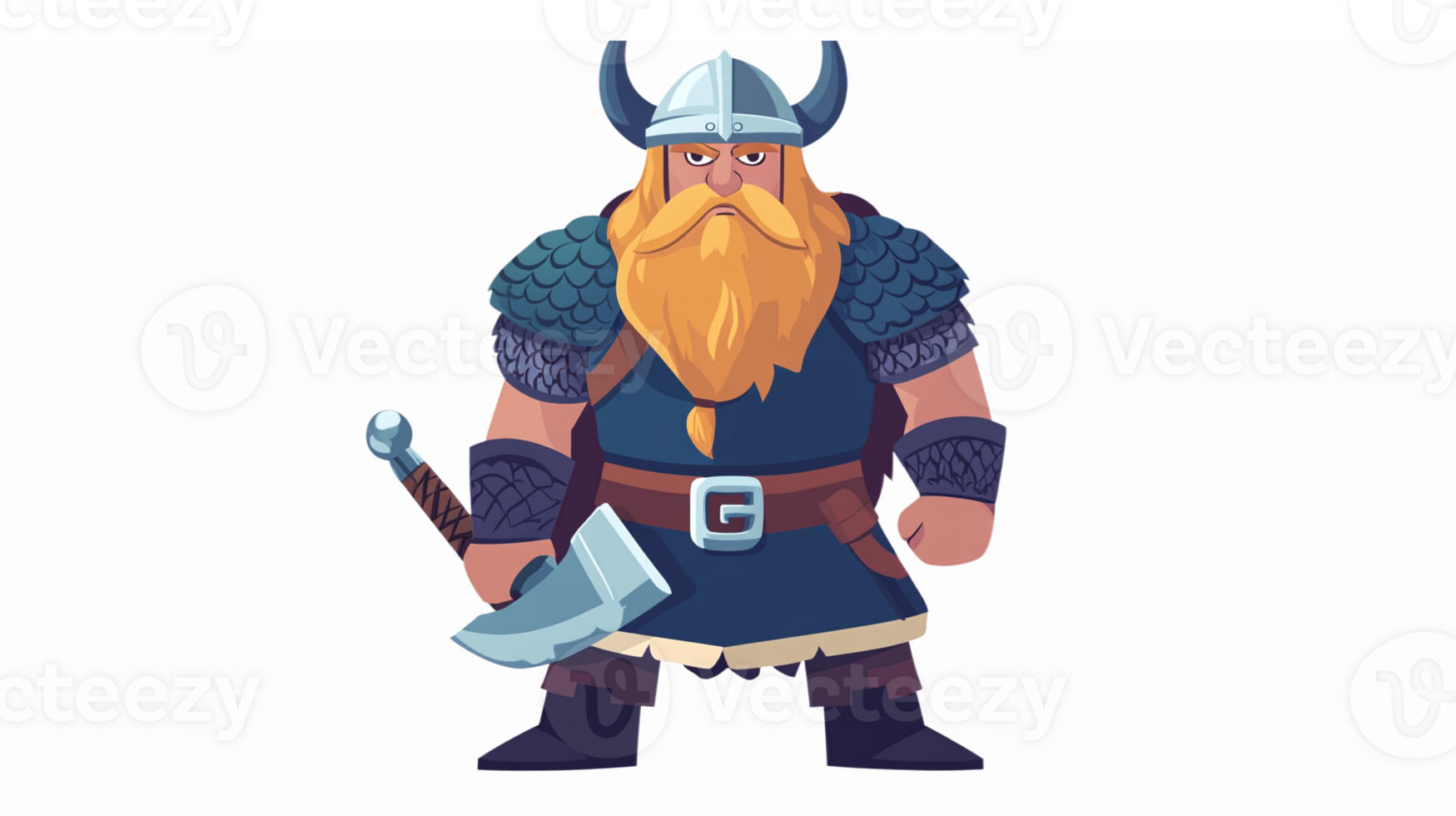 Cartoon Viking Warrior Character with Axe and Shield for Fantasy Illustrations and Games png