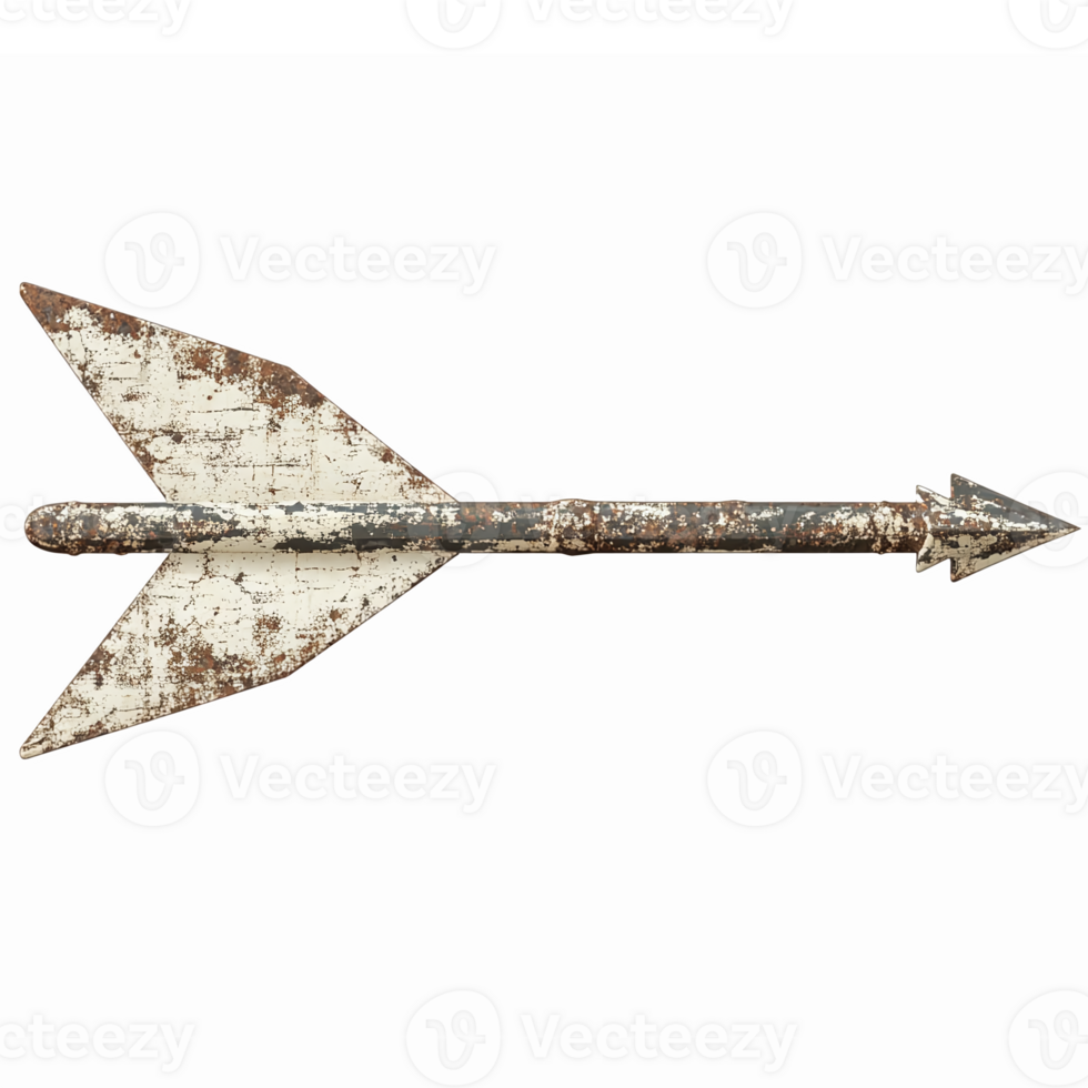 Vintage Distressed Metal Arrow Design Decorative Element with Transparent Background png