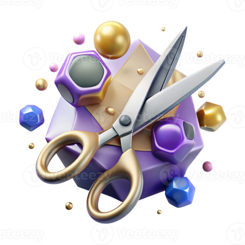 stunning creative Pair of Scissors Cutout with Metal Blades exclusive png
