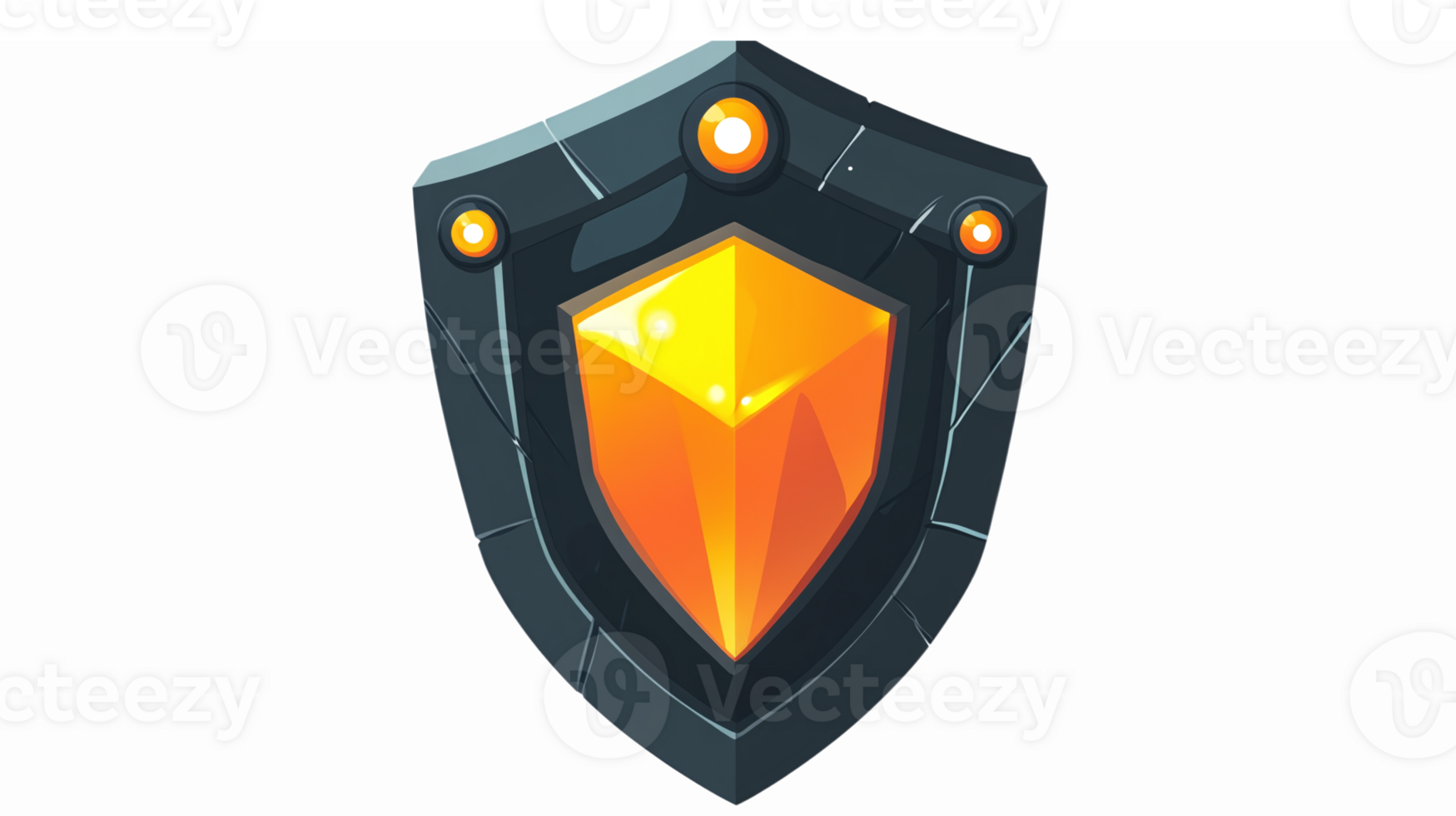 Stylized Shield with Orange Gem Ideal for Gaming and Security Themes png
