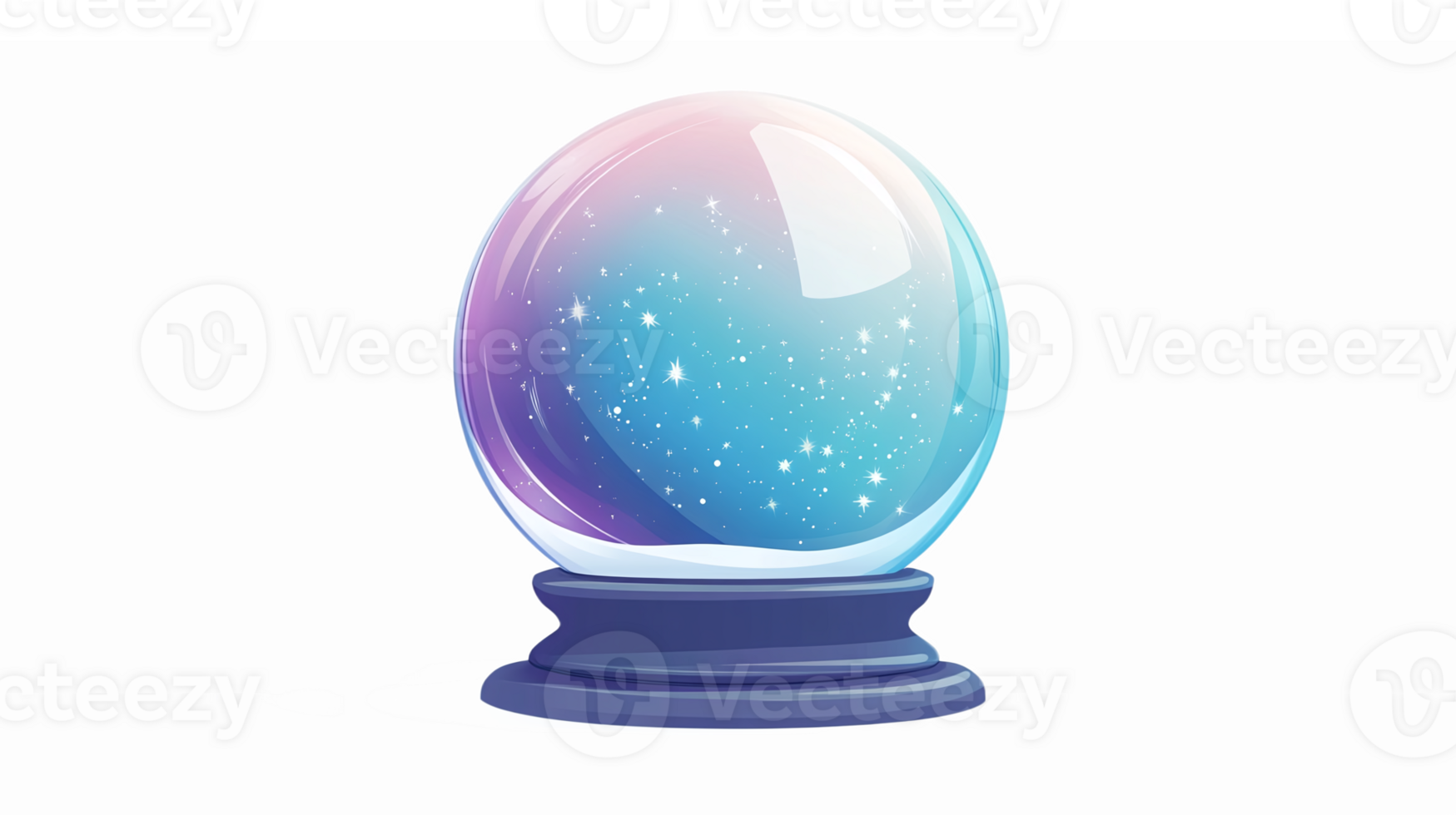 Magical Crystal Ball with Colorful Cosmic Swirls and Stars on Transparent Background png