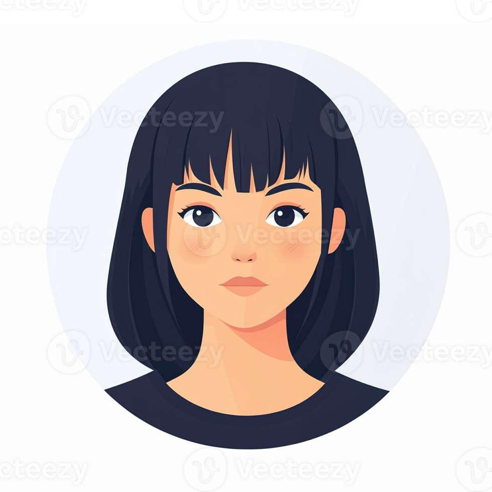 Portrait of a Young Woman with Dark Hair and Circular Background for Personal Branding png