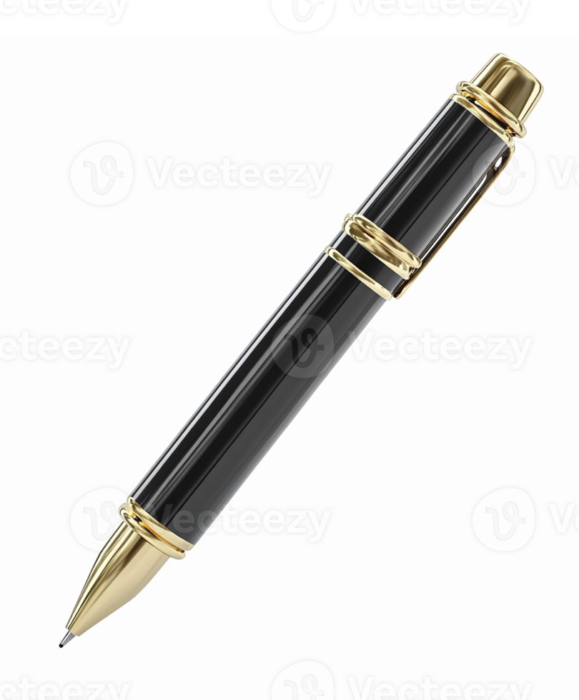 Elegant Black Fountain Pen with Gold Accents Ideal for Writing and Office Decor png