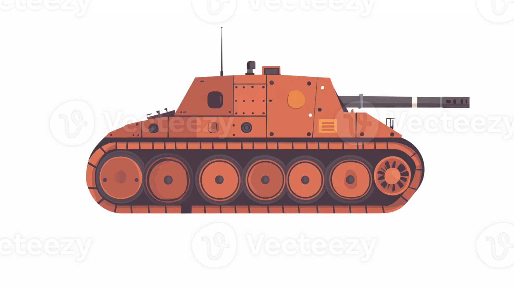 Stylized Military Tank Art with Bold Colors and Transparent Background for Gaming Design png