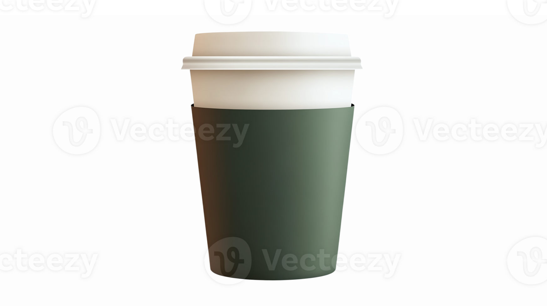 Green Paper Coffee Cup with Lid for Takeaway Beverages on Transparent Background png