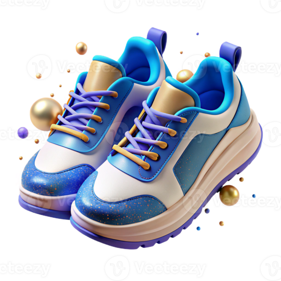 serene artistic Pair of Sneakers Blue and White Athletic Shoes Isolated Cutout professional png