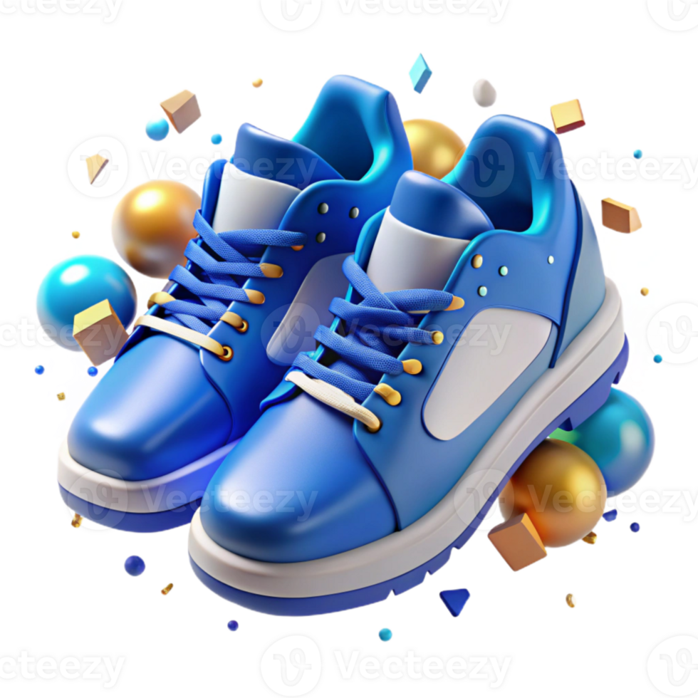 impressive vintage Pair of Sneakers Blue and White Athletic Shoes Isolated Cutout exclusive png