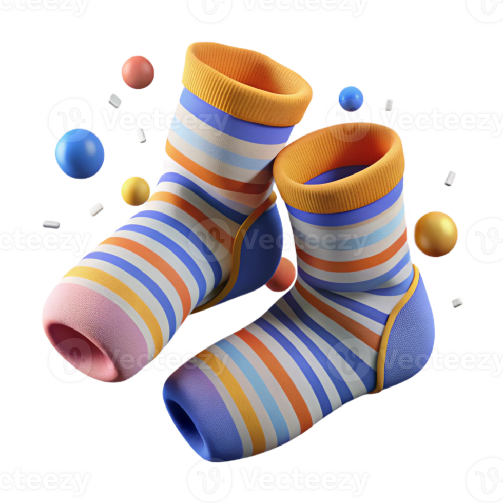 extraordinary modern Pair of Socks with Striped Pattern Transparent Background genuine png
