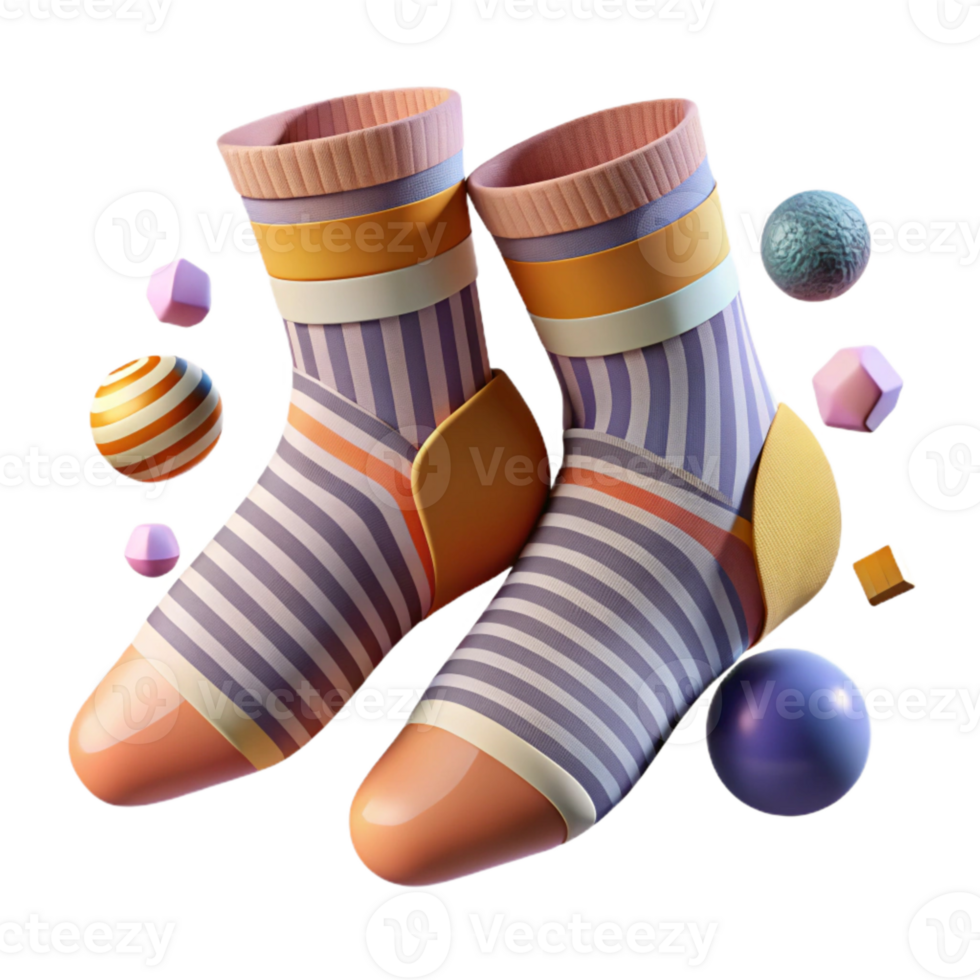 extraordinary vintage Pair of Socks with Striped Pattern Transparent Background original png