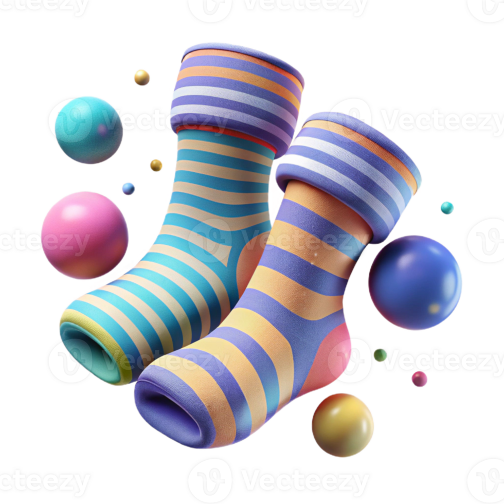 impressive vintage Pair of Socks with Striped Pattern Transparent Background high quality png