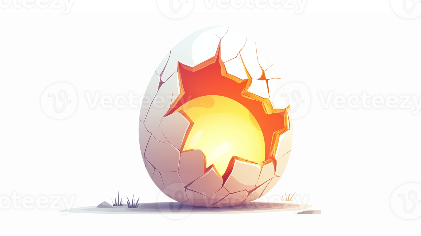 Cracked Egg with Glowing Light Emerging from Interior Illustrating New Beginnings and Potential png