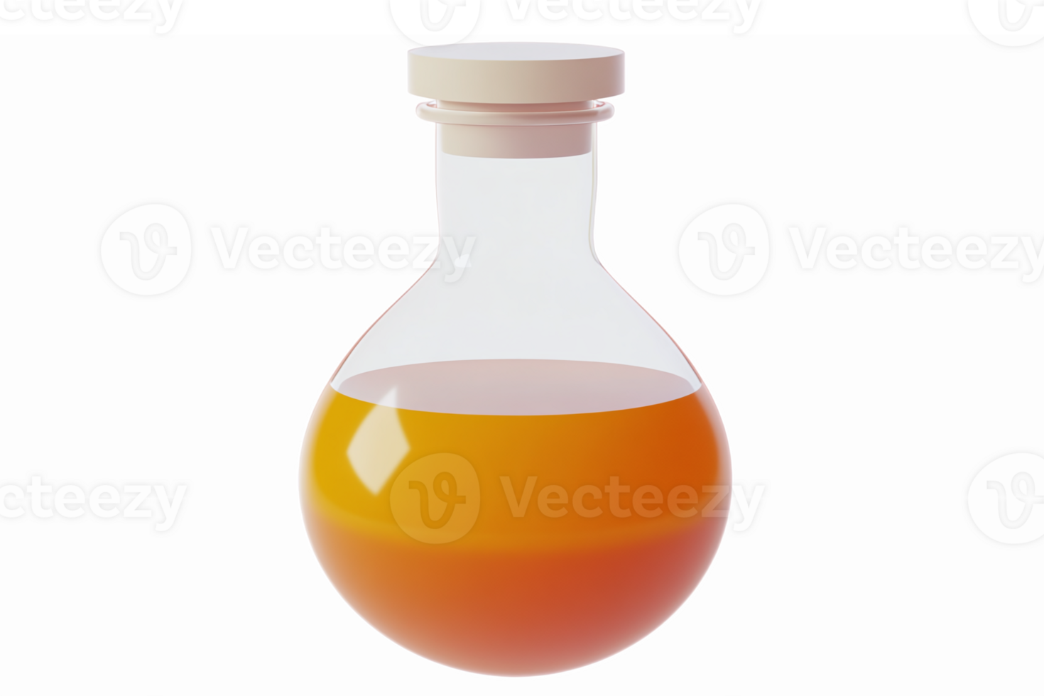 Transparent Laboratory Flask with Orange Liquid for Science Experiments or Chemistry Projects png