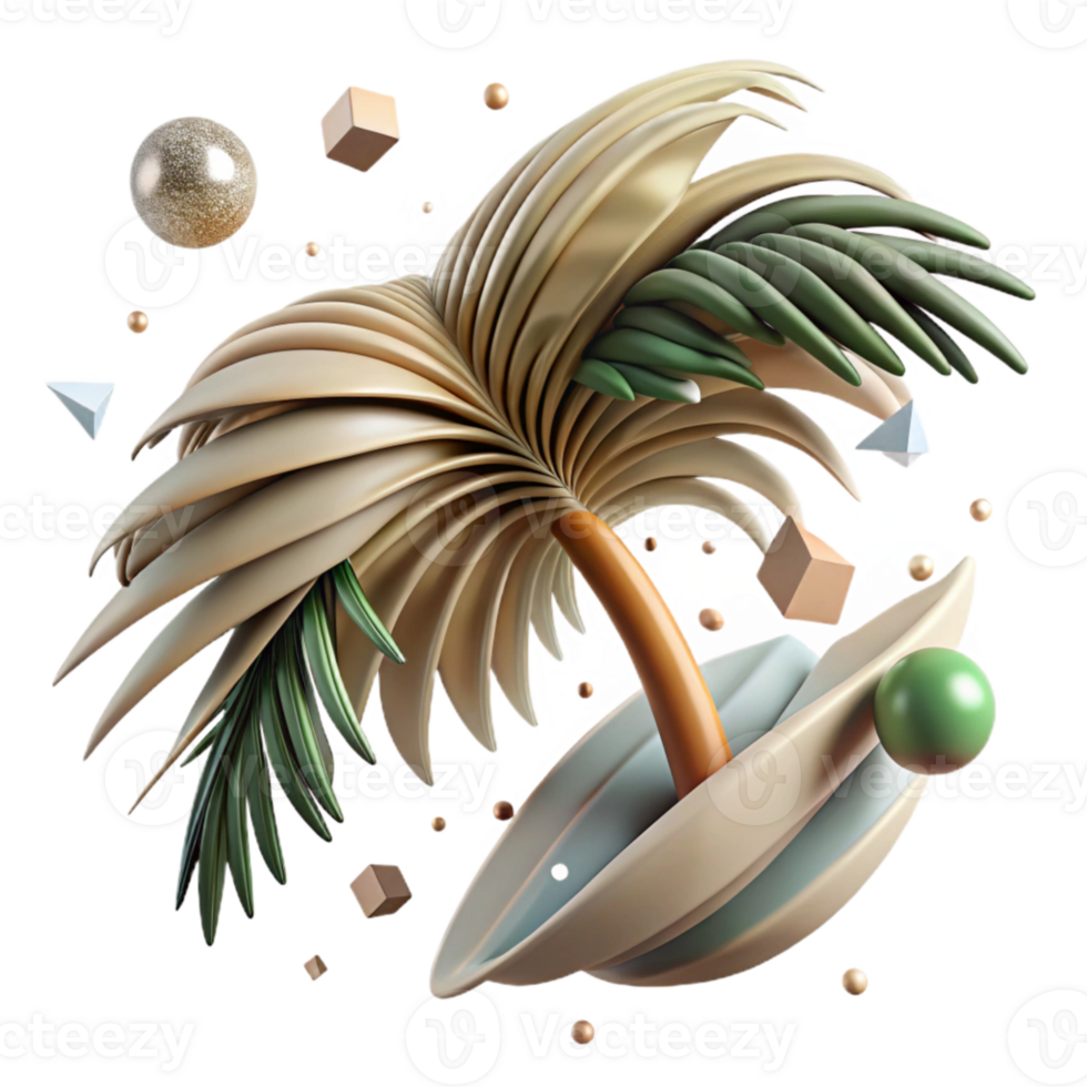vibrant creative Palm Tree Frond Swaying in Wind Cutout high resolution png