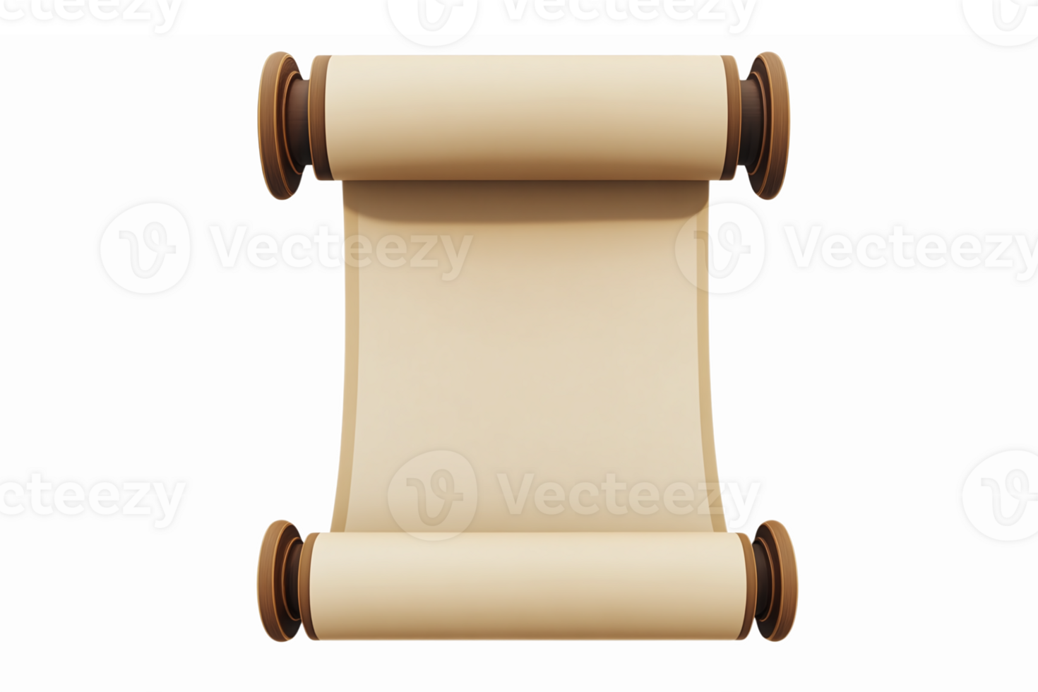 Vintage Scroll Antique Paper Roll With Wooden Spools Isolated On Transparent Background png
