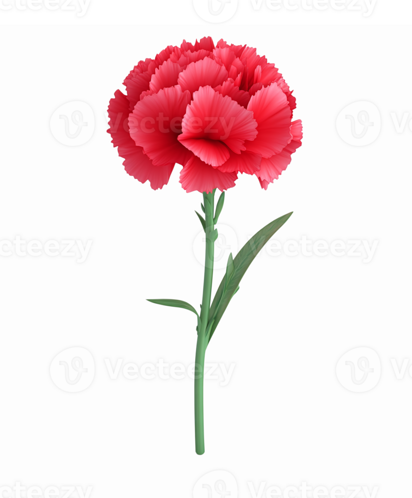 Vibrant Red Carnation Flower Illustration on Transparent Background png
