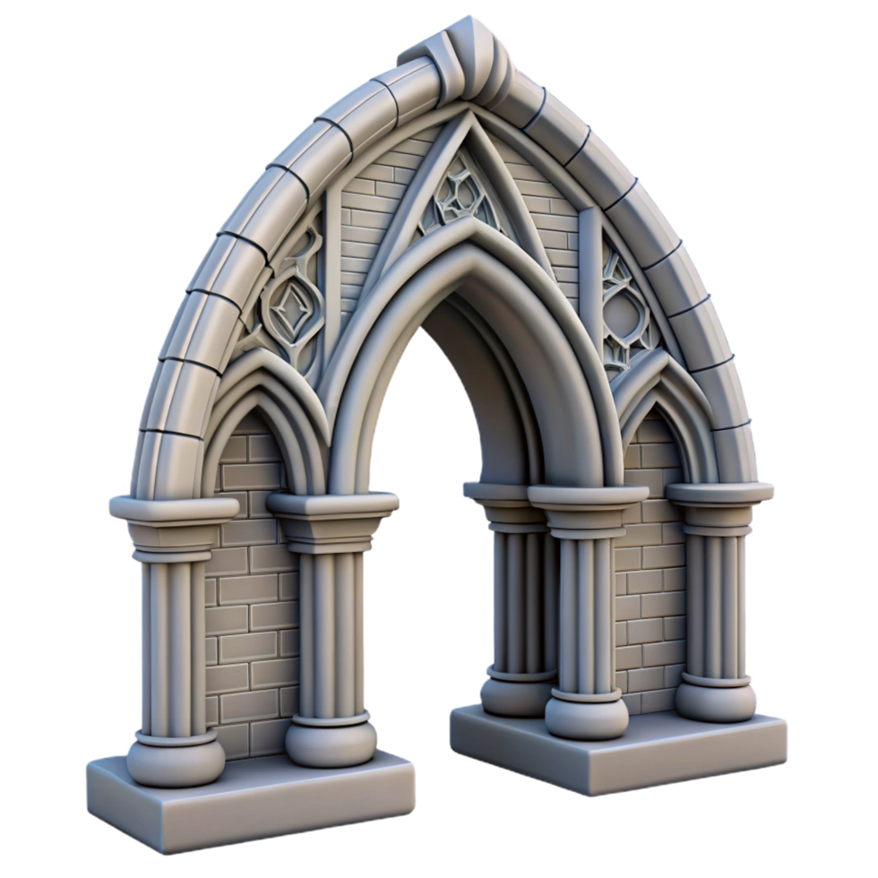 impressive traditional Gothic arch, stone, intricate carvings genuine png