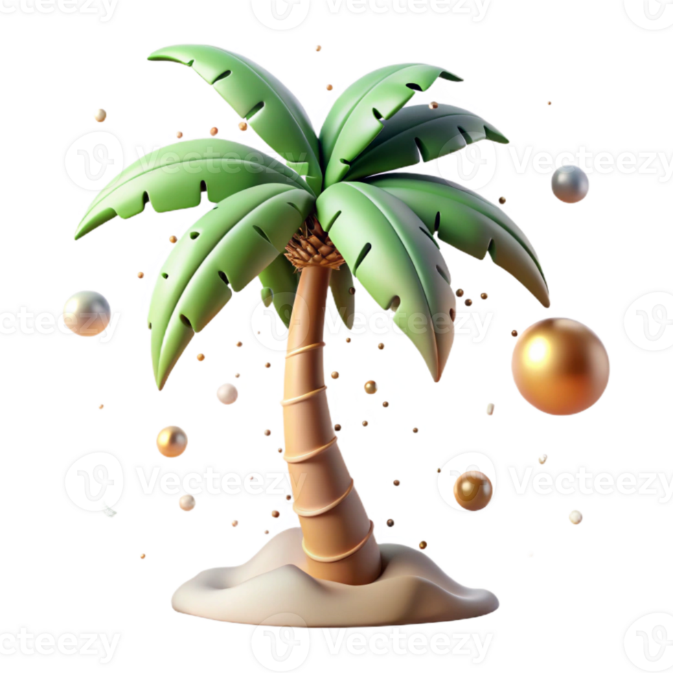 dramatic artistic Palm Tree Swaying in Gentle Whispering Winds Isolated png