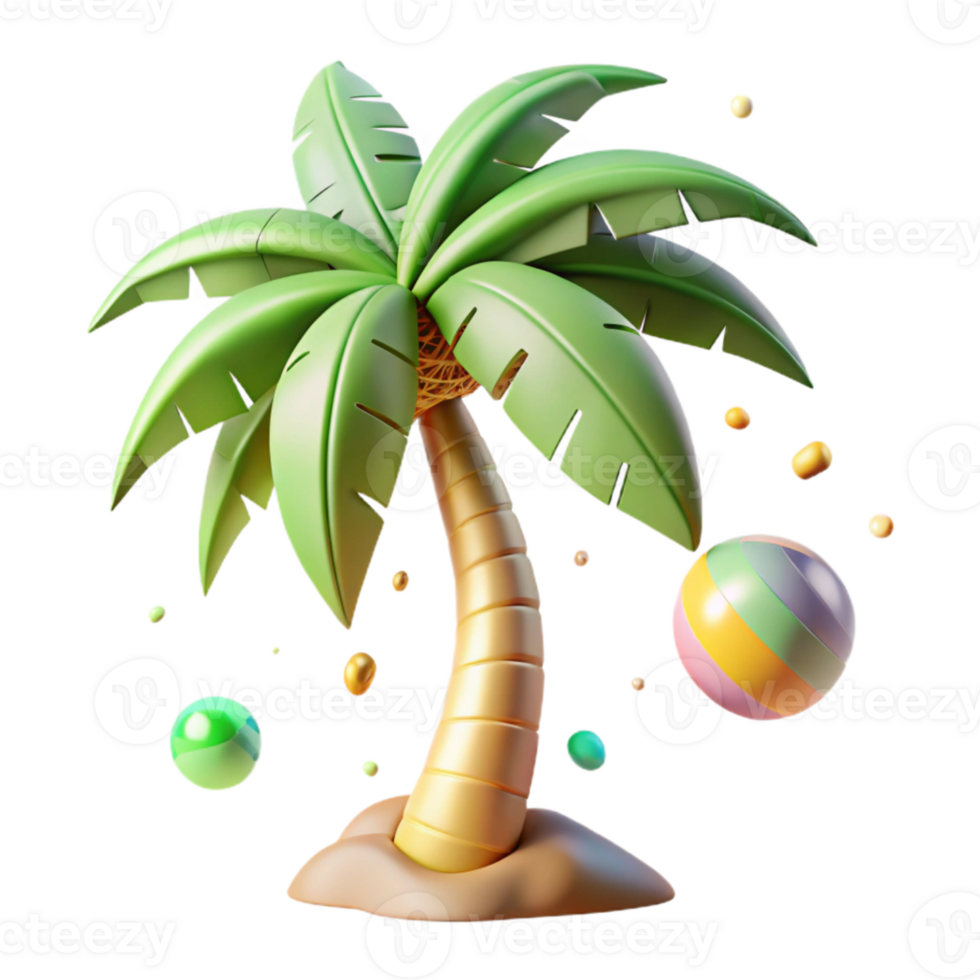 vibrant creative Palm Tree Swaying in Gentle Whispering Winds Isolated professional png
