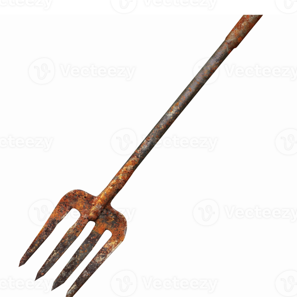 Rustic Garden Fork with Wooden Handle for Farming and Gardening Applications png