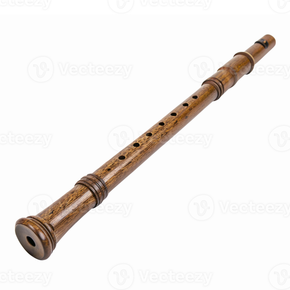 Traditional Wooden Flute Instrument with Detailed Craftsmanship and Natural Finish for Music Lovers png