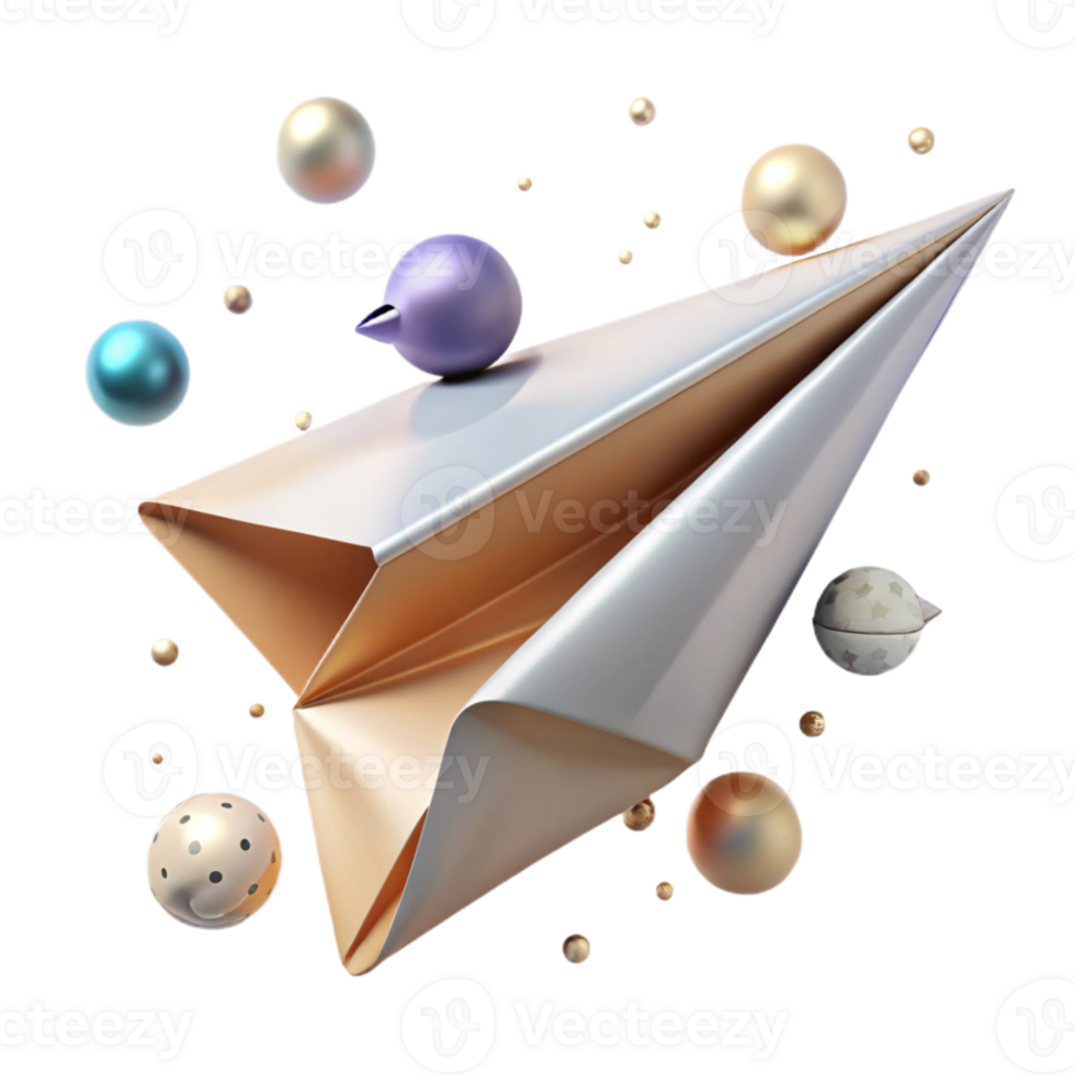 serene artistic Paper Airplane Soaring in Wind Isolated detailed png