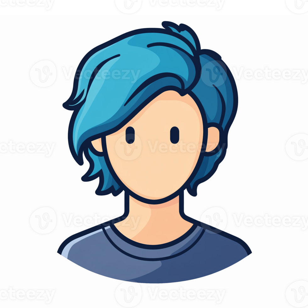 Stylized Character with Blue Hair for Creative Projects and Illustration Use png