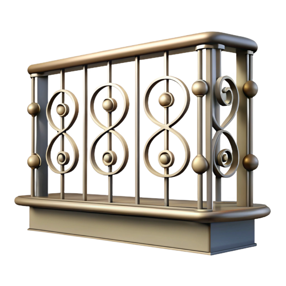 serene abstract Metal railing, balcony, decorative premium png