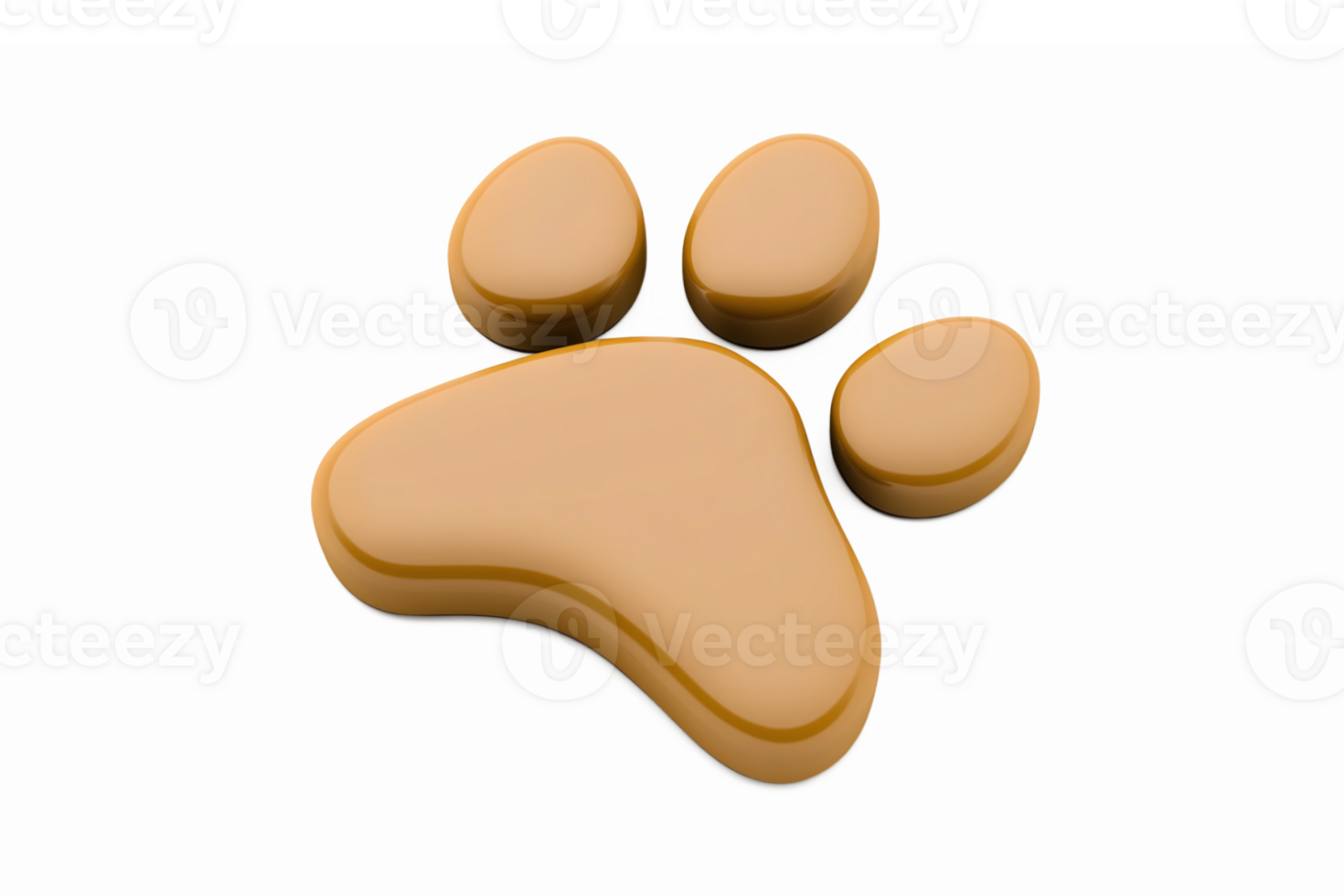Cute Cartoon Animal Paw Print with Smooth Curves and Glossy Finish on Transparent Background png