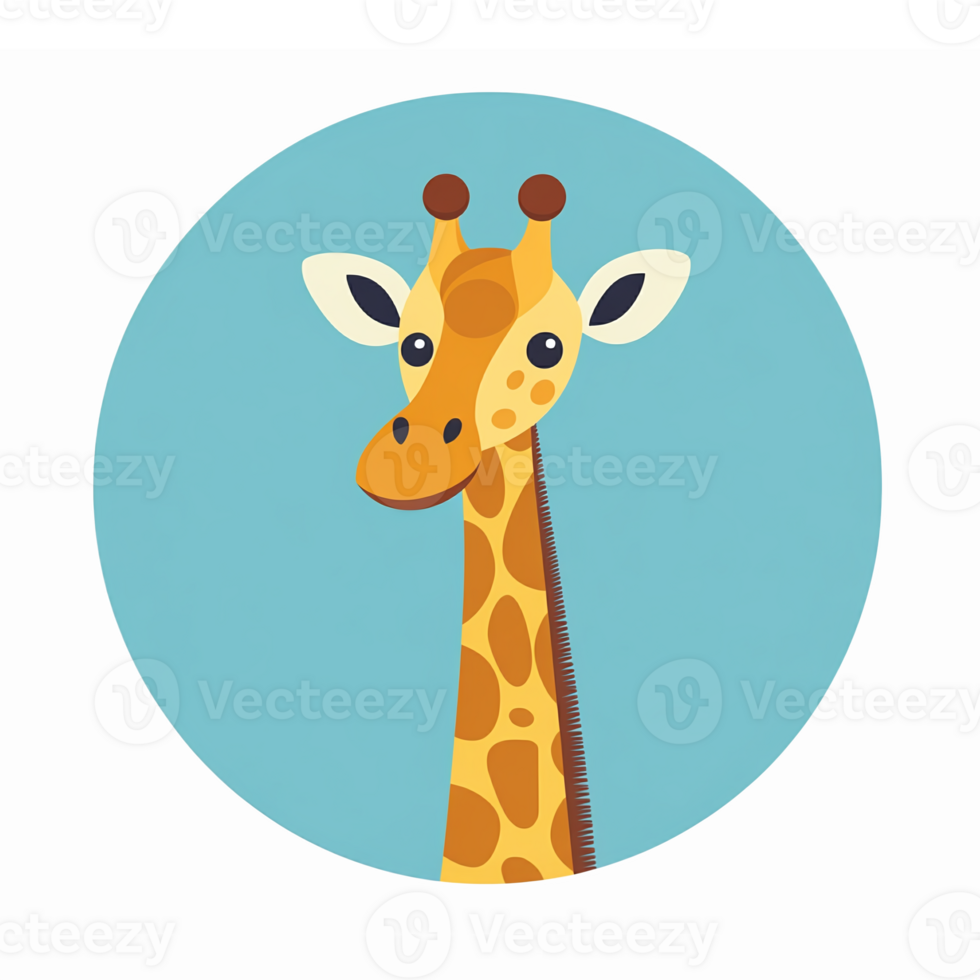 Cute Cartoon Giraffe Character on Colorful Background Ideal for Childrens Design Projects png