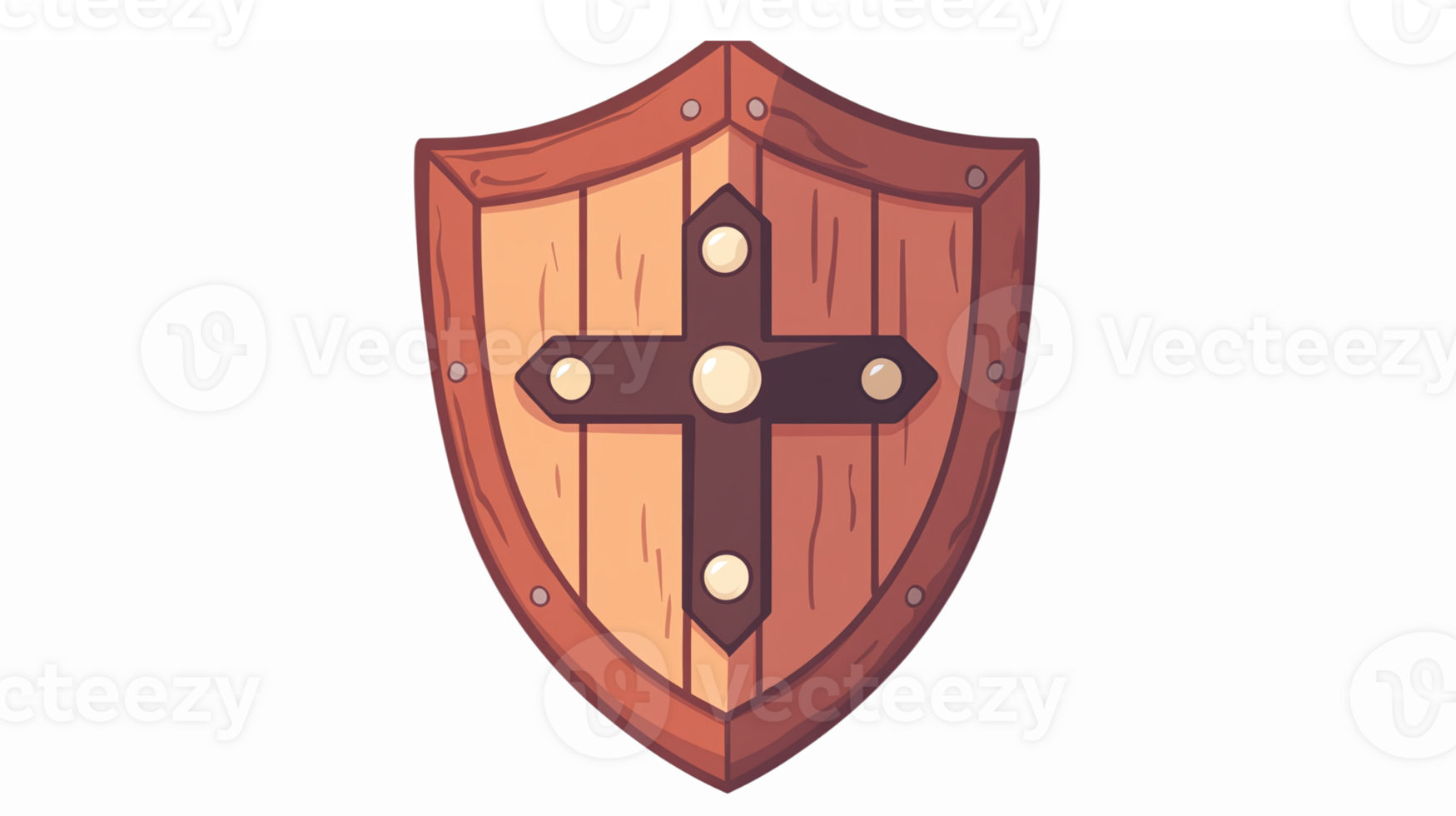 Wooden Shield with Cross Design Realistic Illustration for Fantasy Themes and Character Design png