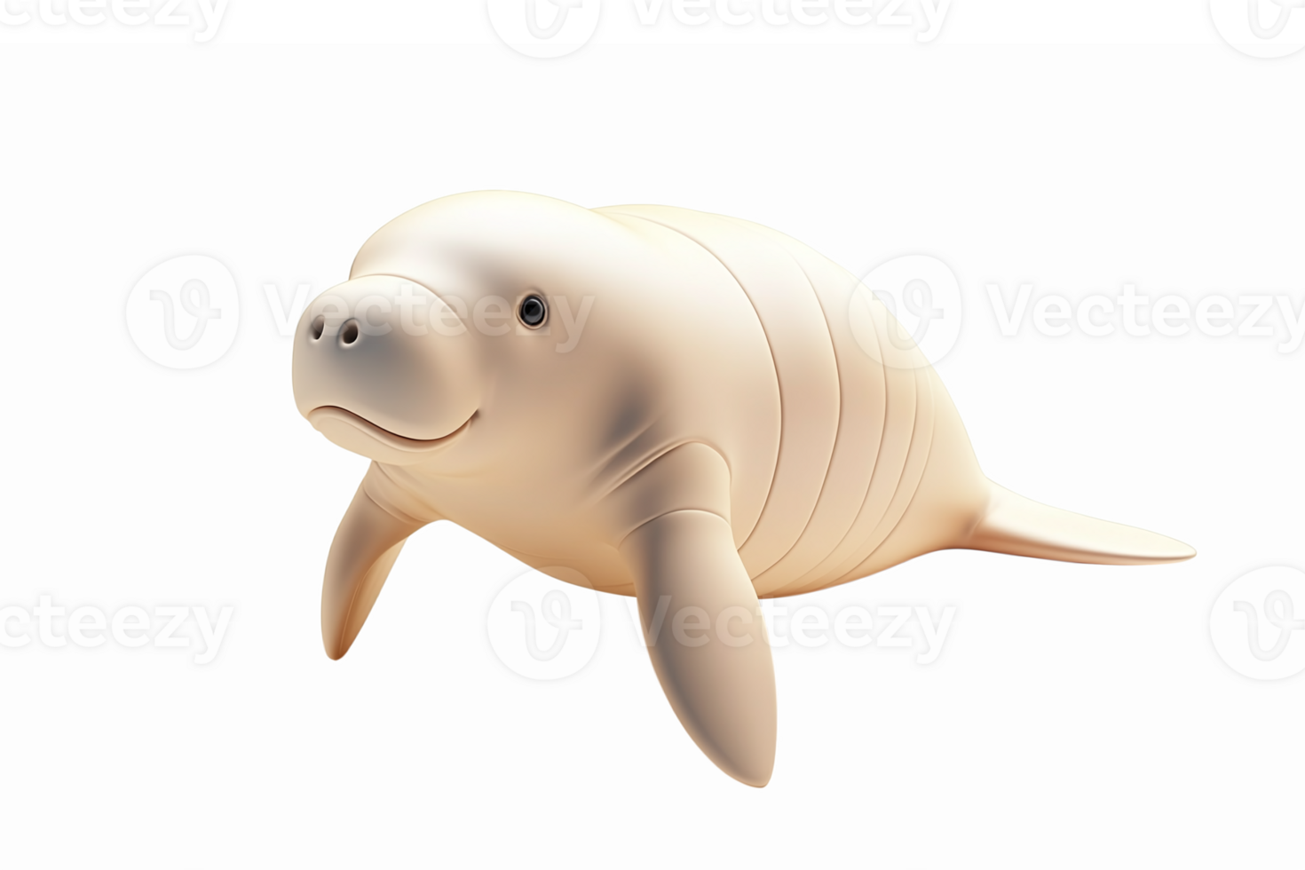 Whimsical 3D Manatee Character Design with Soft Features Ideal for Childrens Illustrations png