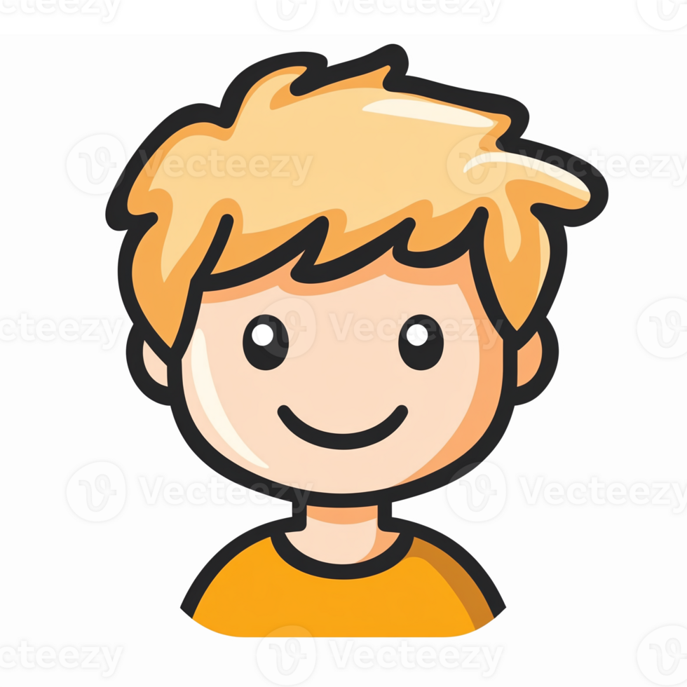 Cute Cartoon Boy Character with Blonde Hair Happy Expression Design png