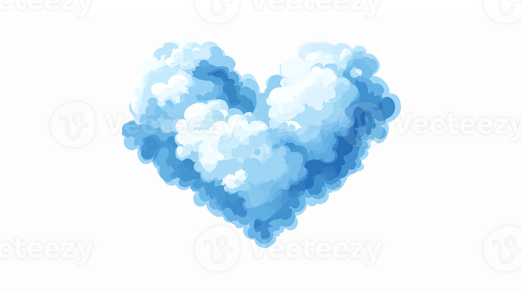 Fluffy Blue Cloud Heart Shape Illustration with Soft Textures and Dreamy Aesthetic png