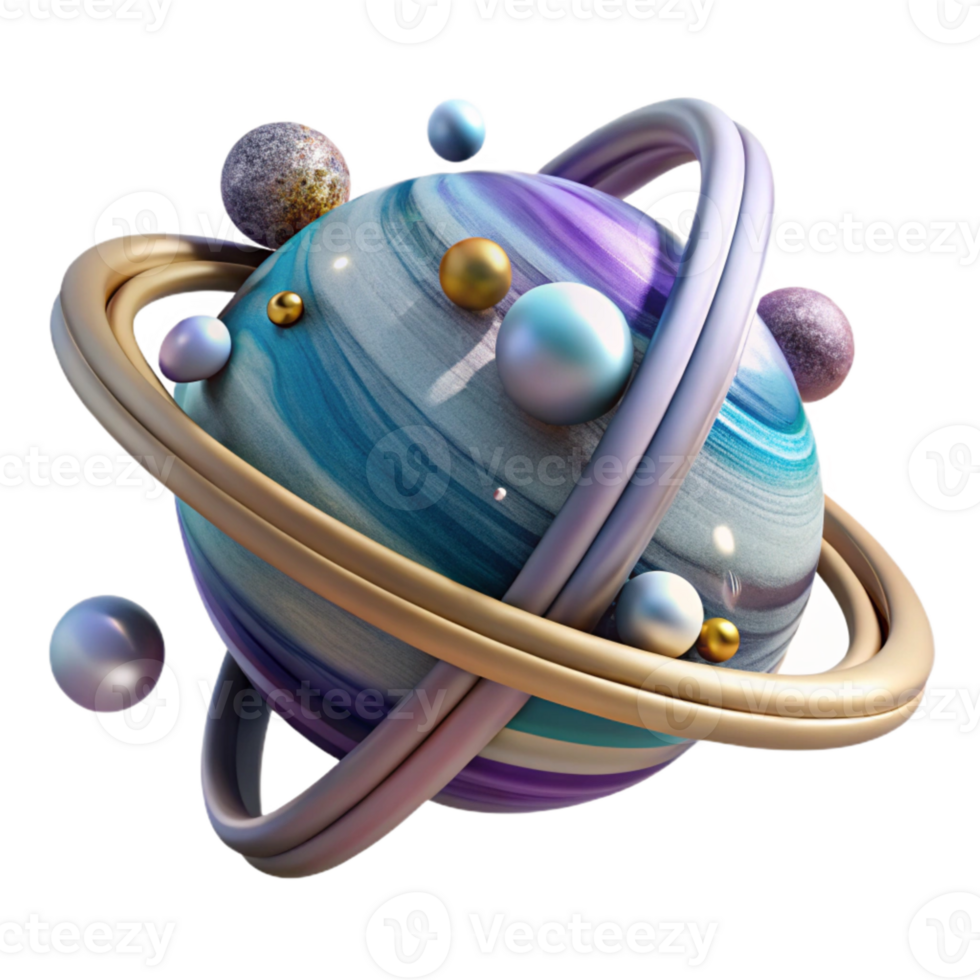 extraordinary creative Planet with Rings Isolated Element premium png
