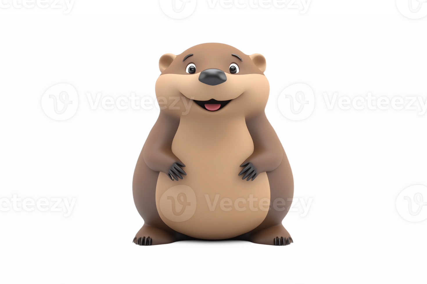 Cute Happy Cartoon Groundhog Character Smiling Joyfully with a Playful Expression png