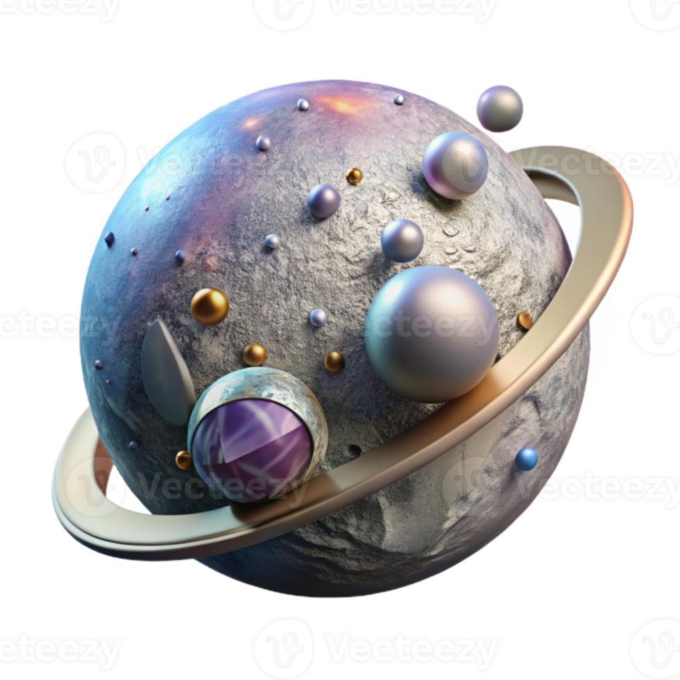 impressive traditional Planet with Two Moons Cutout Isolated Element high quality png