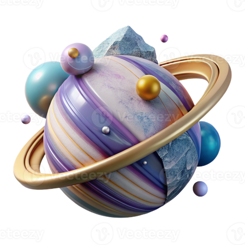 dramatic abstract Planet with Rings Isolated Element high quality png