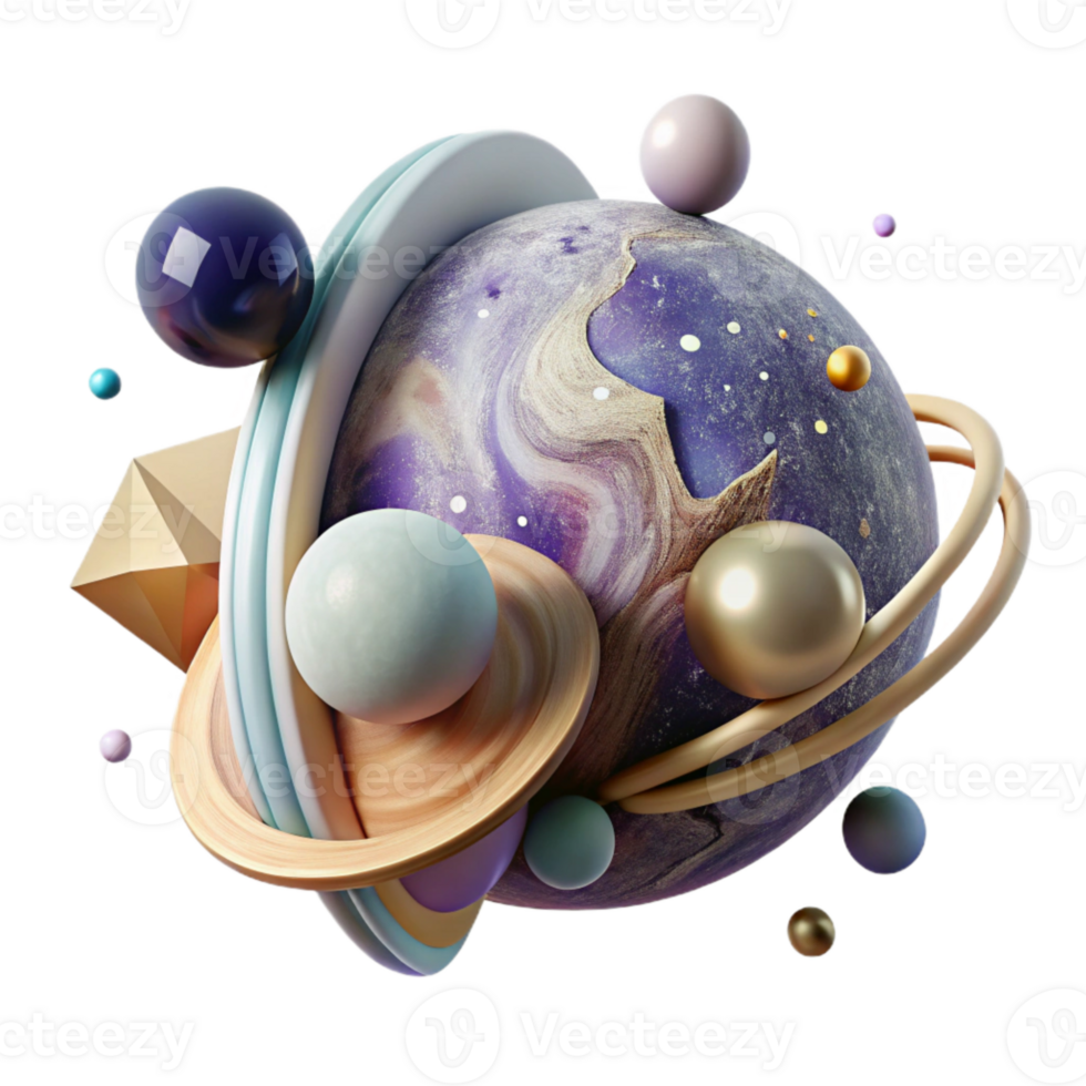 dramatic modern Planet with Two Moons Cutout Isolated Element high quality png