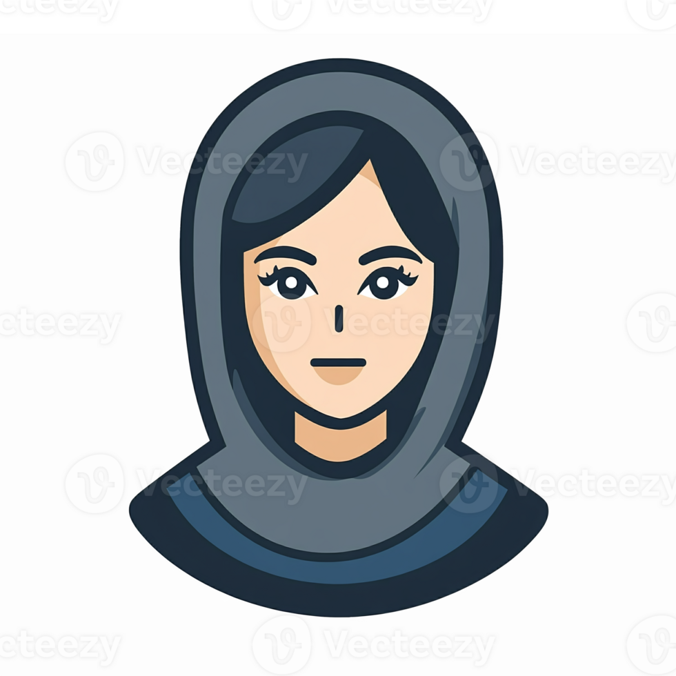 Illustration of a Woman Wearing a Hijab with Elegant Features and Modern Style for Cultural Representation png