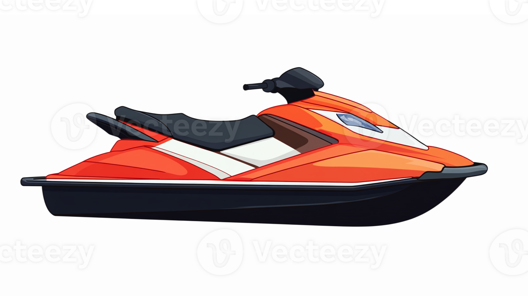 Vibrant Orange Jet Ski Side View for Water Sports Recreation and Adventure Activities png