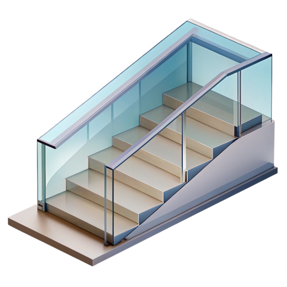 wonderful rustic Stair railing, glass, modern design original png