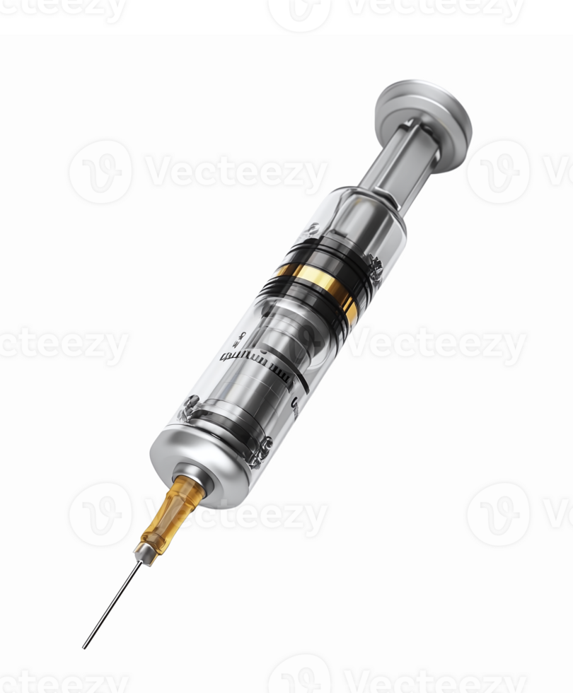 Realistic Syringe with Needle for Medical and Healthcare Applications on Transparent Background png