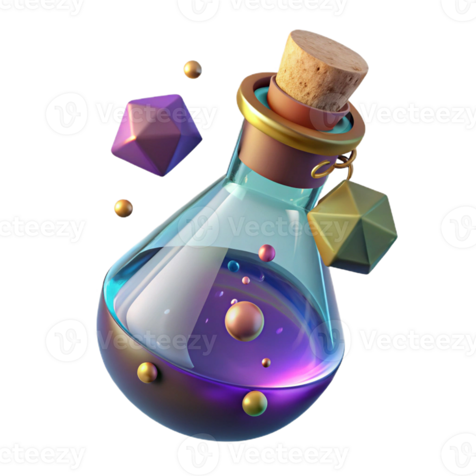 stunning abstract Potion Bottle Isolated with Cork Stopper original png