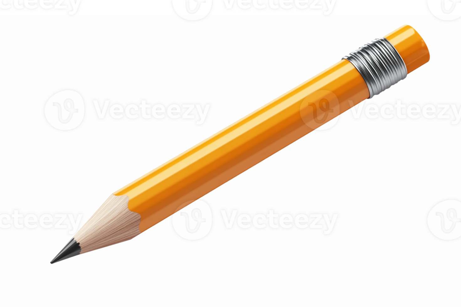 Realistic Yellow Pencil with Silver Ferrule on Transparent Background for Design Projects png
