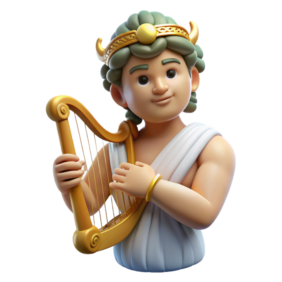 beautiful artistic Apollo, god of music and poetry, playing a lyre authentic png