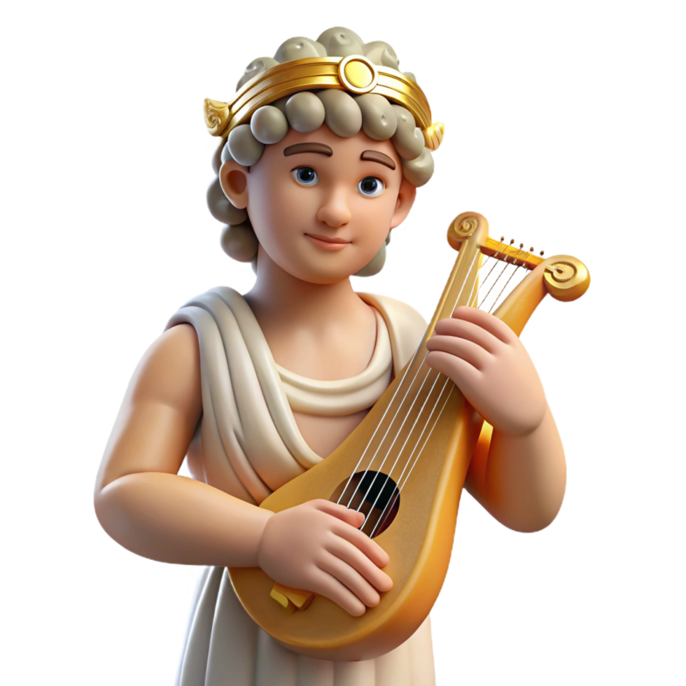 stunning abstract Apollo, god of music and poetry, playing a lyre 4K png